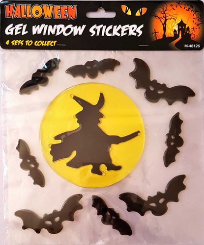 Halloween Party Decoration Gel Window Stickers Various Designs Spider Witch BOO! - Picture 6 of 6
