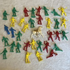 35 Hard Plastic Figures Marx Indians Playset Western Vintage Cowboys 60's Others