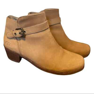 UGG Tan Ankle Booties with Sherpa Sole Low Heel Womens Size