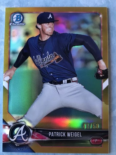 2018 Bowman Chrome Gold Refactor PATRICK WEIGEL | Sp # /50 | Braves - Picture 2 of 4