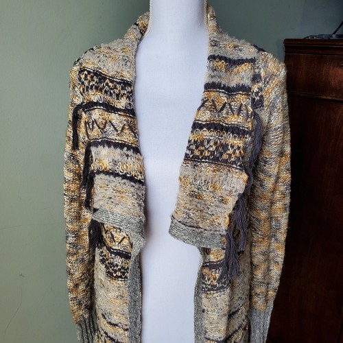 BKE Women's Duster Sweater Open Front Cardigan Aztec Santa Fe Boho Size Small - Picture 5 of 10