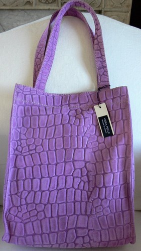 BORSA SACCA A SPALLA PELLE SCAMOSCIATA COCCO SECCHIELLO VIOLET - Picture 3 of 9