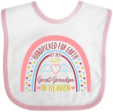 Inktastic Handpicked For Earth By My Great Grandpa In Heaven- Rainbow Baby Bib