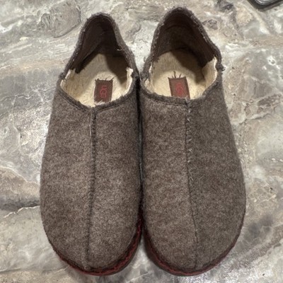 UGG Refelt Tasman Women's Brown Wool Slip-On Slippers Size 9 Embroidered Trim