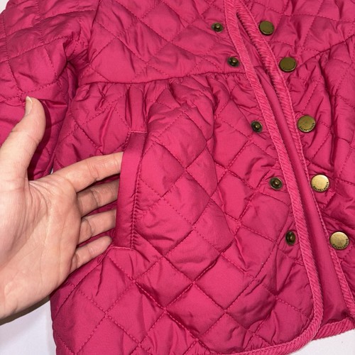 Ralph Lauren Girls Quilted Pink Barn Jacket Lined Embroidered Pony Size 4 4T - Picture 6 of 8