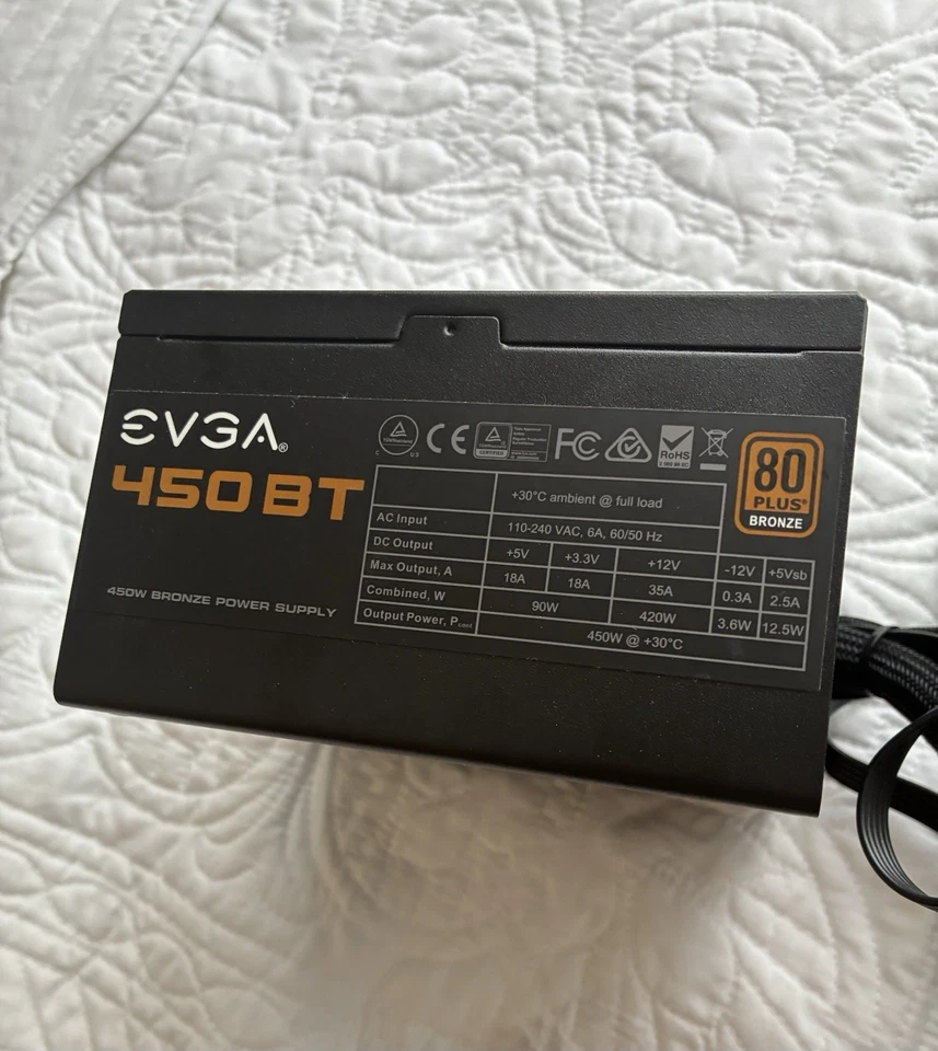 EVGA 450W 80+ Bronze Desktop Power Supply, Used, Working - Image 3 of 4