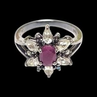 Vintage Ruby & Topaz Atomic Starburst Style 925 Sterling Silver Sz 9.5 Ring 5g