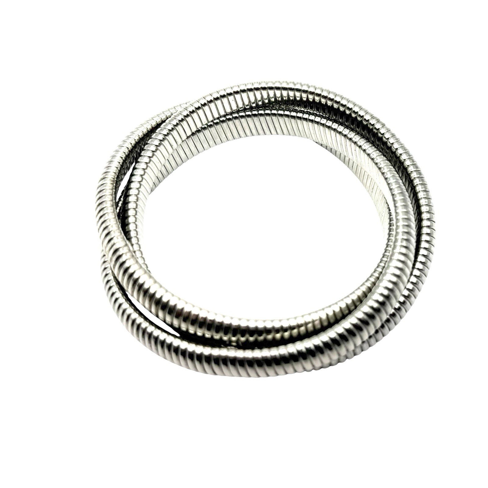 Silver Tone Mesh Stacking Bangle Bracelets Three … - image 2