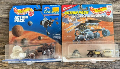 Vtg hot wheels mattel Action Pack JPL Sojourner Mars Rover & Galileo Lot Of 2
