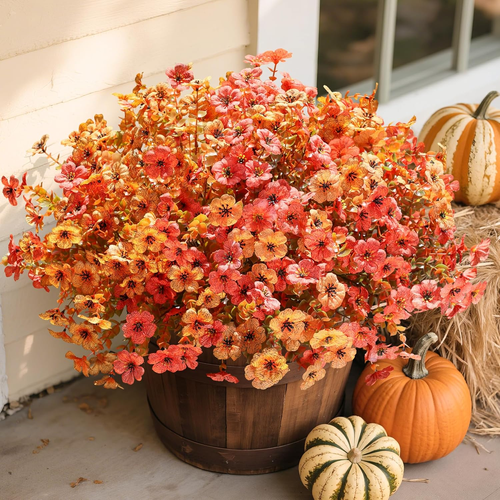 Artificial Fall Flowers Fake Mums for Outdoor Autumn Decoration, 12 ...