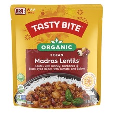 TASTYBITE Organic Three Bean Madras Lentils, 10 Ounce (Pack of 1), No Color 