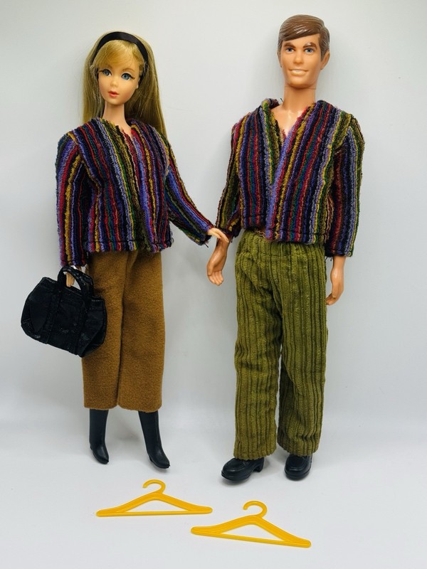 Vintage MOD 60’s Barbie & Ken Trailblazers Stripes Corduroy Outfits -NO DOLLS