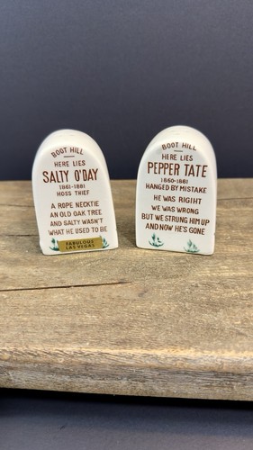Las Vegas Boot Hill Tombstone Salt & Pepper Shakers Japan Vintage