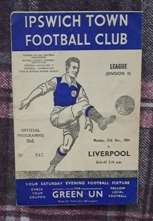 1954/55 Division Two IPSWICH TOWN v. LIVERPOOL