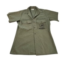 Vintage Military Utility Shirt OG-507 Large 15.5 x 33 Green US Navy Seabees