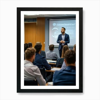 Man Giving A Presentation Kunstdruck Gerahmtes Wandbild Poster Leinwanddruck Bild