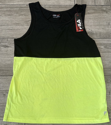 Medium Fila Electric Yellow  Black Tank Sleeveless Tee 2016 Performance Shirt
