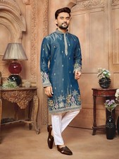 Designer Men's Kurta Pajama Set Embroidered Wedding Wear Bollywood Style