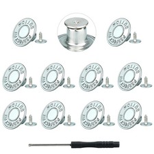 No-Sew Jeans Button Replacement Kit, 10 Sets Metal Snap Tack Buttons Bron