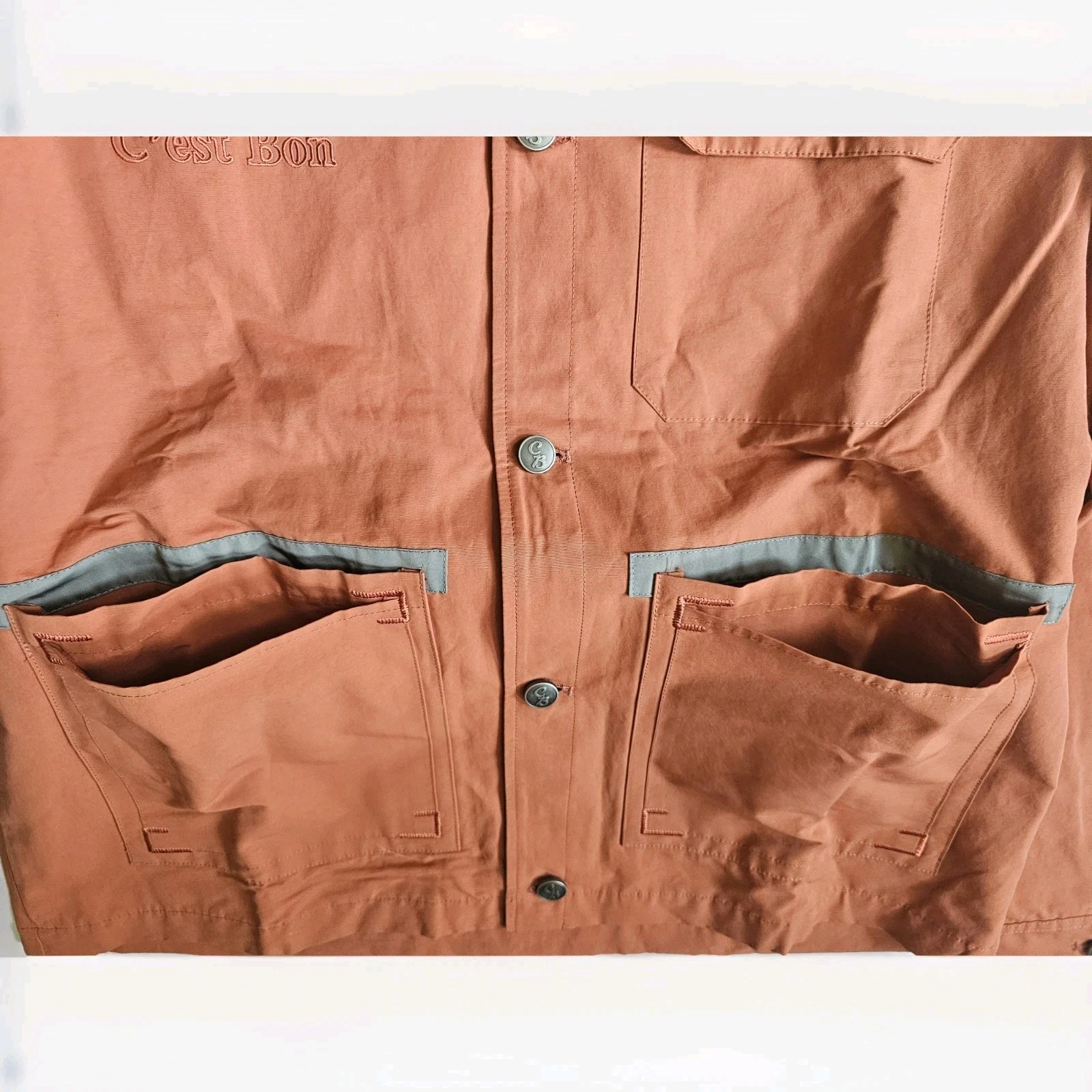 C'est Bon Work Jacket Burnt Orange Zip Up Men's SZ XL Urban Mod Work Chore Nwt - product detail image 5