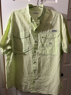 Columbia Sun Protection Omni Shade Mens Large Fishing Shirt Green short sleeve
