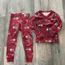 HANNA ANDERSSON ORGANIC COTTON LONG JOHNS PAJAMAS Red Floral Girls Size 4 100 cm