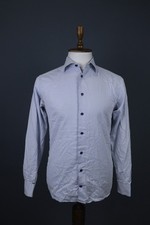 Eton Blue Slim Fit Long Sleeve Angle Cuff Button Down Dress Shirt Sz 40 / 15.75