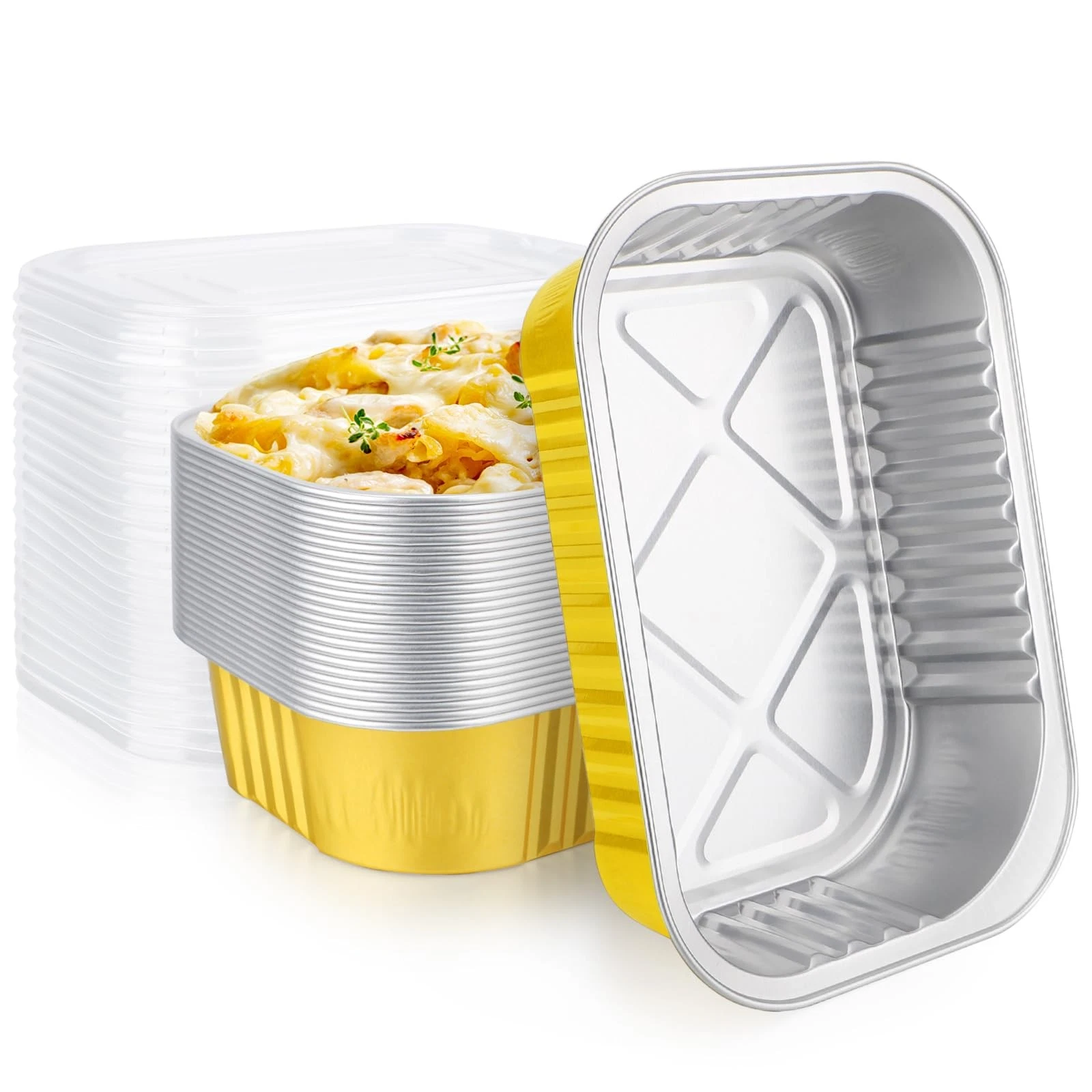 Aluminum Foil Pans with Lids, 25pack 16oz Bread Loaf Pan Disposable Cake Tin,...