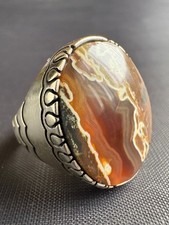 925 Sterling Silver Ring Banded Agate Gemstone Ring Handcrafted Ring Size 9 US