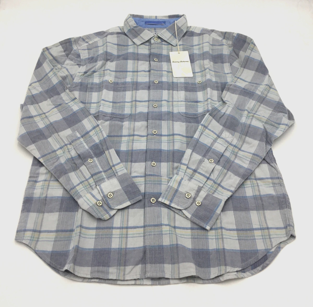 Tommy Bahama Mens Del Coast Cord Plaid Shirt IN Breeze Block Size Medium 15490₽
