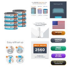 Diaper Genie Essentials Round Refill 8-Pack, Unscented, Fits Complete Pails