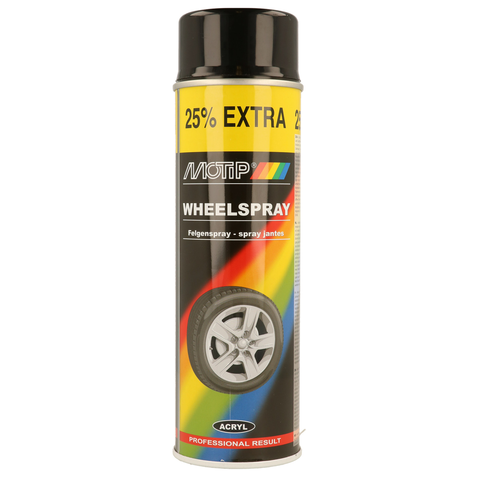 Motip Wheel Spray High Gloss Black Acrylic Spray Paint Alloy Steel Wheels 500ml - Image 3