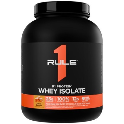 Protein Powder Whey Isolate 6g 6g BCAA 5 Pound Salted Caramel R1 Rule Proteins
