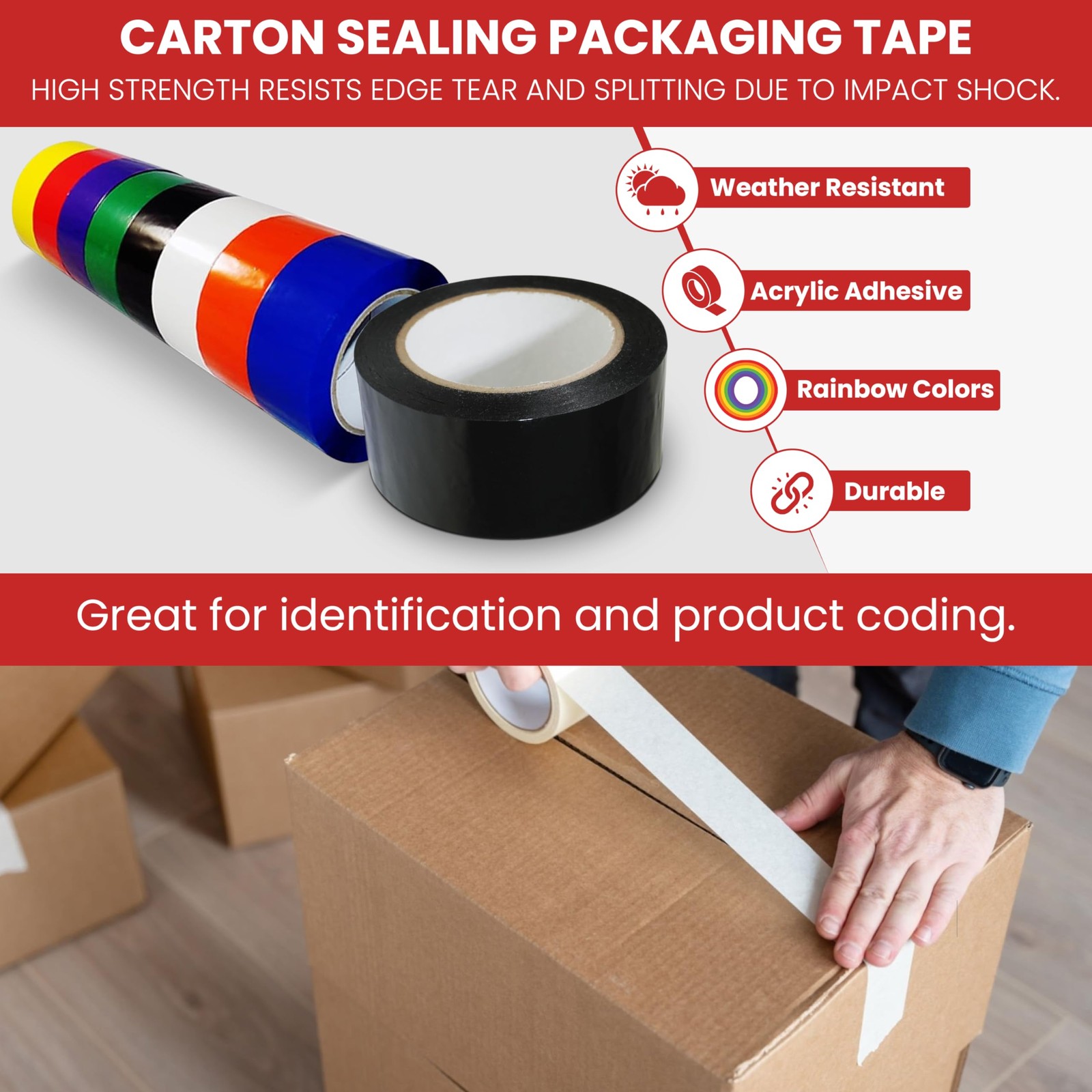 T.R.U. OPP-20C Pink Carton Sealing Packaging Tape, 2 in. x 55 yds, 2 mils
