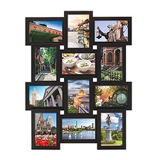 12 Opening Collage Frame, Displays 6x4 Inch Photos 4x6 and Six Black