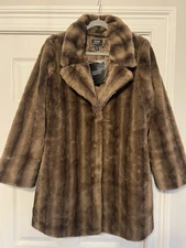 NEW Dennis Basso Faux Fur Coat -1X  Brown 30th Anniversary NWT SUPER SOFT