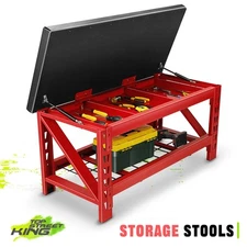 17.7" x 40.5" x 20.5" Black Red Garage Bench Large Storage Space Workbenches