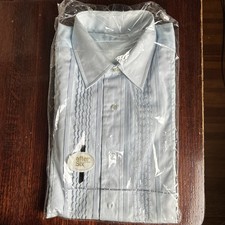 Vtg 70s After Six Tuxedo Shirt Mens Baby Blue Pleated Prom NOS Sz 15 33