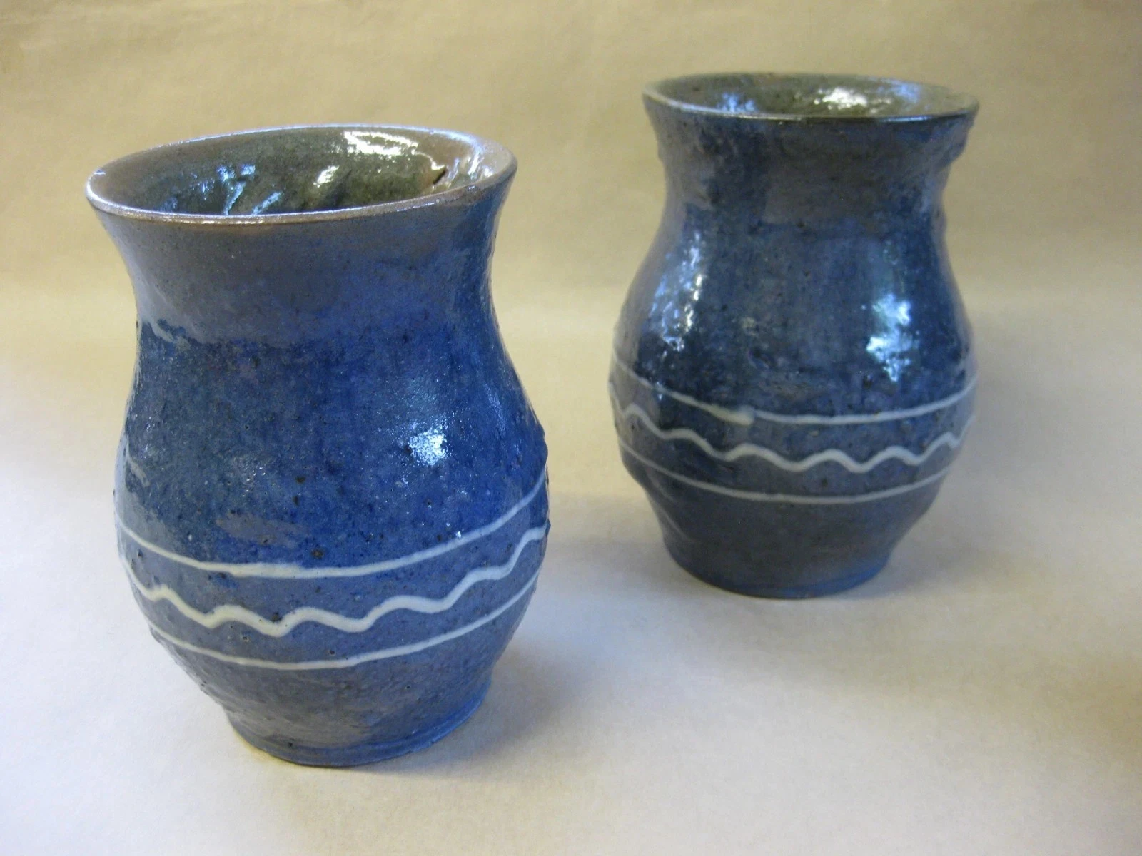 Ewenny Clay Pits - Wales ~ Pair of Antique or Vintage Vases ~ Slip Decorated