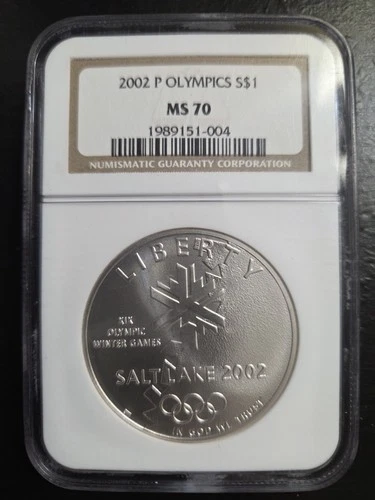 2002 P SALT LAKE CITY OLYMPICS COMMEMORATIVE SILVER DOLLAR NGC MS70 