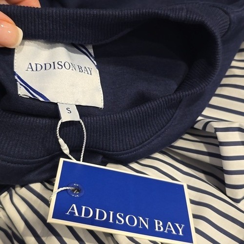 Addison Bay Drop Waist Sweatshirt Minikleid Neu Navy Blau Weiß Streifen S Preppy - Bild 8 von 8