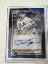 2024 Bowman Chrome Brandon Sproat Auto Blue Refractor 1st Prospect #/150 Mets