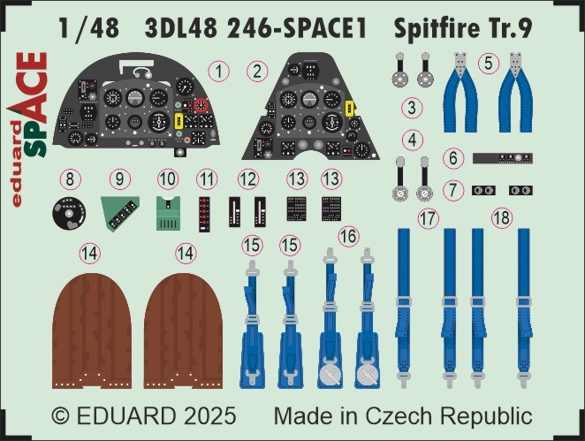 Eduard ED3DL48246 1:48 Supermarine Spitfire Tr.9 SPACE set