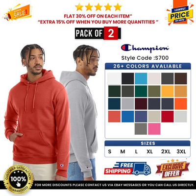 #ad Pack Of 2 Champion S700 Adult US Grown Powerblend Pullover Hooded Sweatshirt $55.20