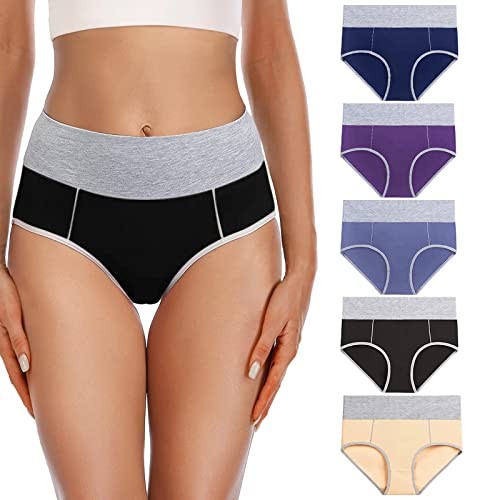 Women's Cotton Underwear High Waist Stretch Briefs Soft X-Large Color01-5 Pack