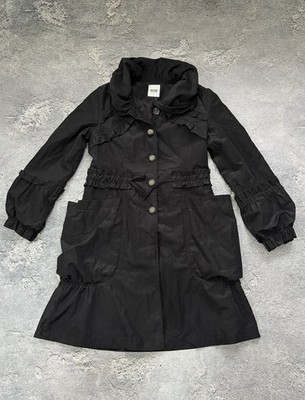 MOSCHINO Cheap and Chic Women's Black Ruffle Trench Coat Jacket