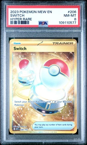 2023 POKEMON MEW EN-151 HYPER RARE #206 SWITCH PSA 8