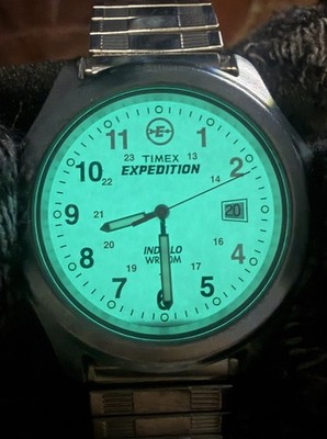 Men s Timex Expedition Indiglo  on Silver Speidel Expansion Bracelet