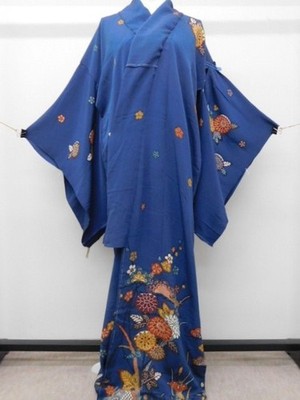 Ryukyu Bingata Kimono Stoff   Chirimen Houmongi   Okinawa   Künstlersignatur