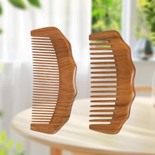 2 Packs Wood Comb Set Sandalwood Wooden Combs for Women S Hair and Men S Beard W